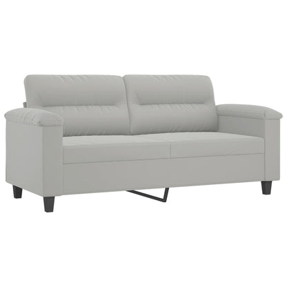 Divano 2 Posti Cuscini Grigio Chiaro 140 cm Tessuto Microfibra