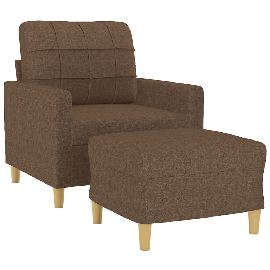Poltrona con Poggiapiedi Marrone 60 cm in Tessuto