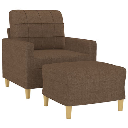 Poltrona con Poggiapiedi Marrone 60 cm in Tessuto