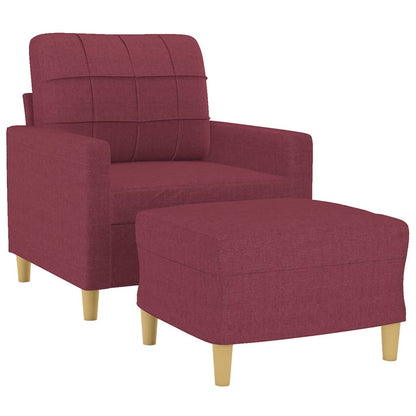 Poltrona con Poggiapiedi Rosso Vino 60 cm in Tessuto