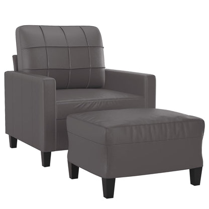 Poltrona con Poggiapiedi Grigio 60 cm in Similpelle