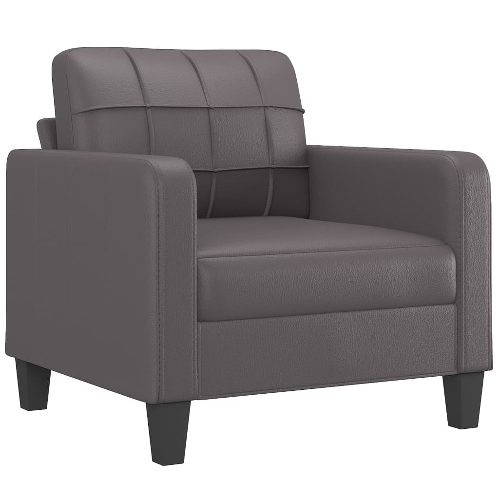 Poltrona con Poggiapiedi Grigio 60 cm in Similpelle