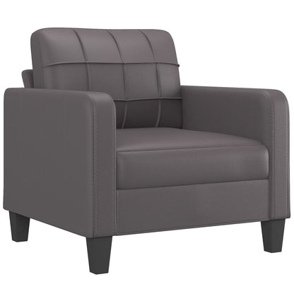 Poltrona con Poggiapiedi Grigio 60 cm in Similpelle
