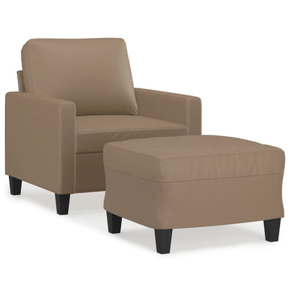 Poltrona con Poggiapiedi Cappuccino 60 cm in Similpelle