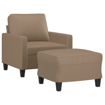 Poltrona con Poggiapiedi Cappuccino 60 cm in Similpelle