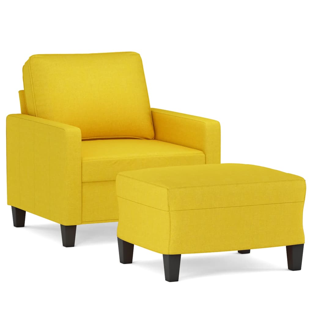 Poltrona con Poggiapiedi Giallo Chiaro 60 cm in Tessuto
