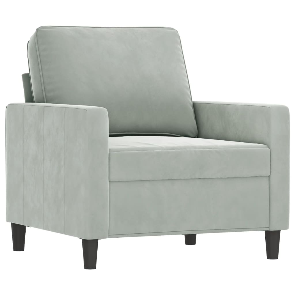 Poltrona con Poggiapiedi Grigio Chiaro 60 cm in Velluto
