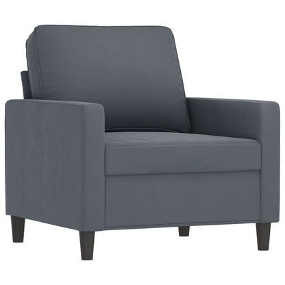 Poltrona con Poggiapiedi Grigio Scuro 60 cm in Velluto