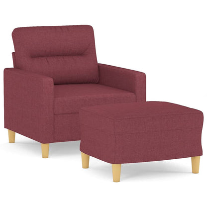 Poltrona con Poggiapiedi Rosso Vino 60 cm in Tessuto