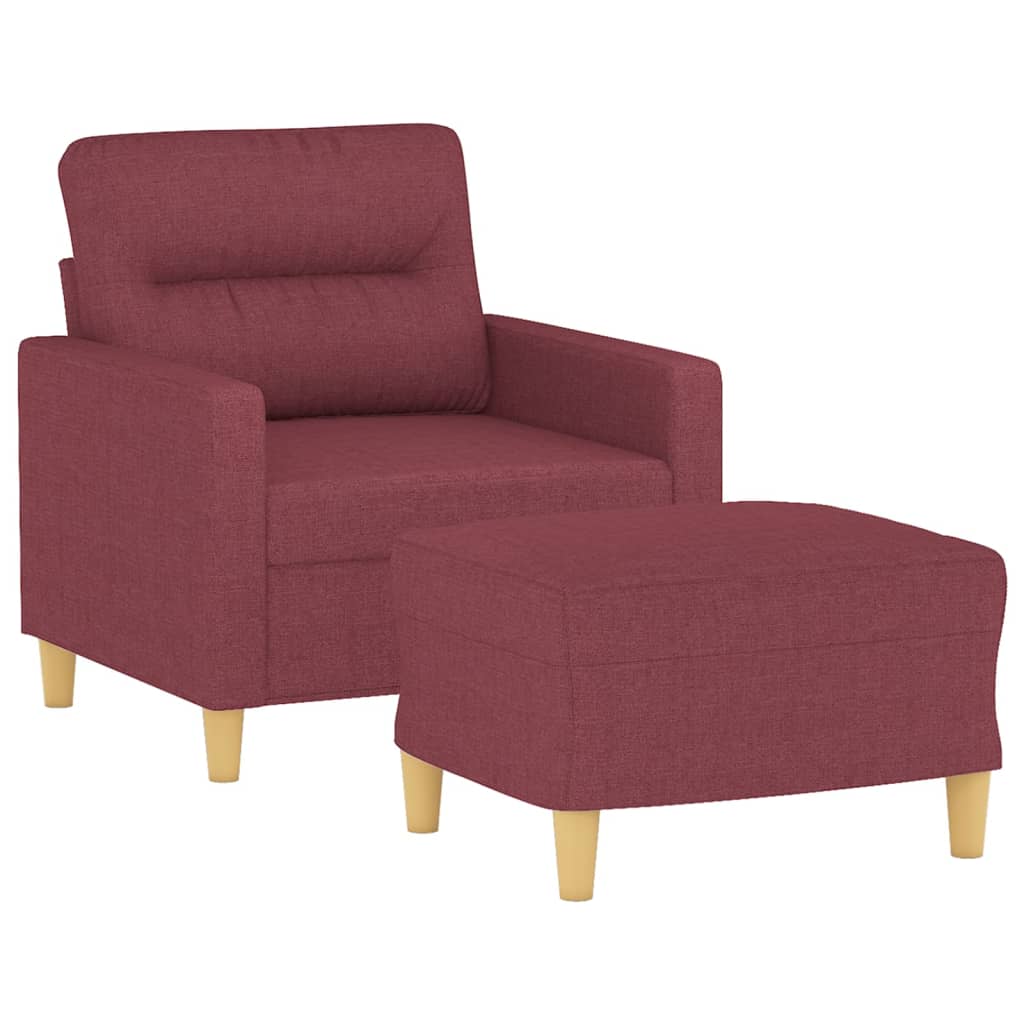 Poltrona con Poggiapiedi Rosso Vino 60 cm in Tessuto