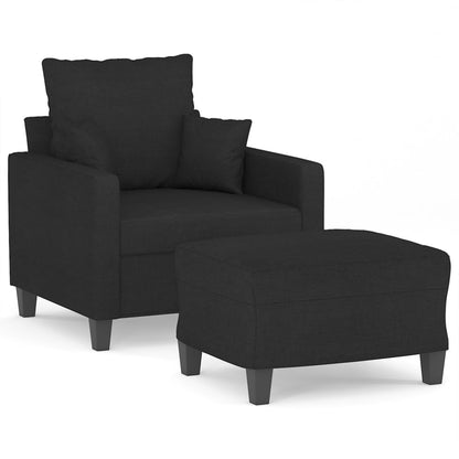 Poltrona con Poggiapiedi Nero 60 cm in Tessuto