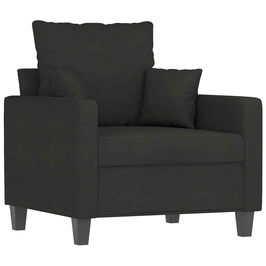 Poltrona con Poggiapiedi Nero 60 cm in Tessuto