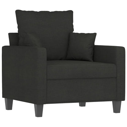 Poltrona con Poggiapiedi Nero 60 cm in Tessuto