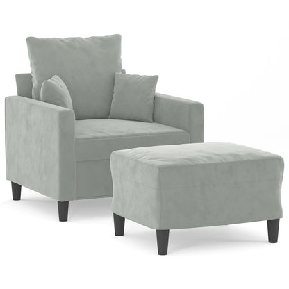 Poltrona con Poggiapiedi Grigio Chiaro 60 cm in Velluto