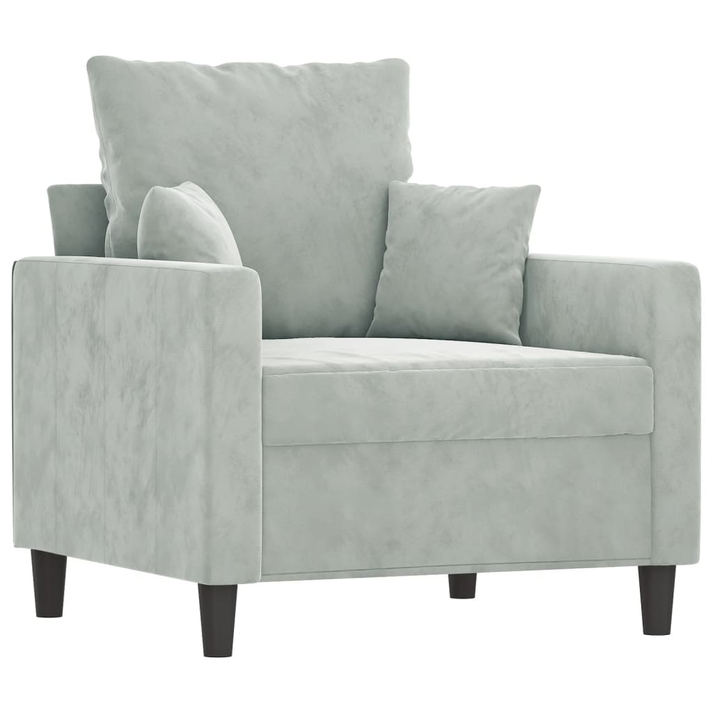 Poltrona con Poggiapiedi Grigio Chiaro 60 cm in Velluto