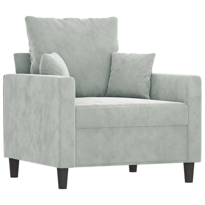 Poltrona con Poggiapiedi Grigio Chiaro 60 cm in Velluto