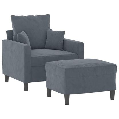 Poltrona con Poggiapiedi Grigio Scuro 60 cm in Velluto