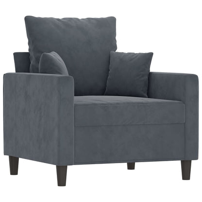 Poltrona con Poggiapiedi Grigio Scuro 60 cm in Velluto