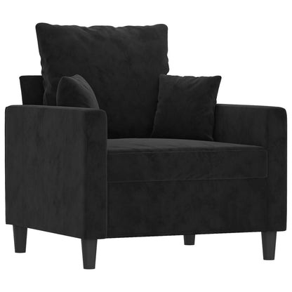 Poltrona con Poggiapiedi Nero 60 cm in Velluto