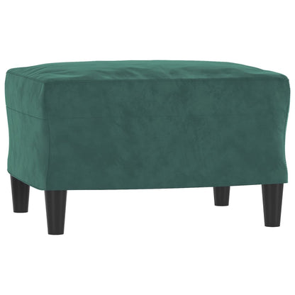 Divano a 3 Posti con Poggiapiedi Verde scuro 180 cm in Velluto