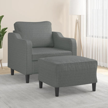 Poltrona con Poggiapiedi Grigio Scuro 60 cm in Tessuto