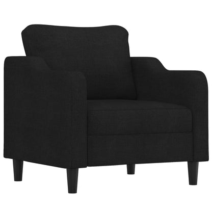Poltrona con Poggiapiedi Nero 60 cm in Tessuto