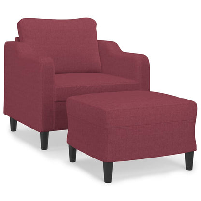 Poltrona con Poggiapiedi Rosso Vino 60 cm in Tessuto