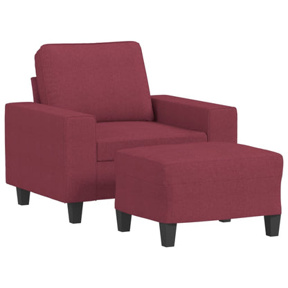 Poltrona con Poggiapiedi Rosso Vino 60 cm in Tessuto