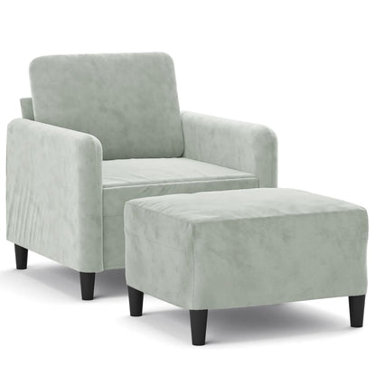Poltrona con Poggiapiedi Grigio Chiaro 60 cm in Velluto