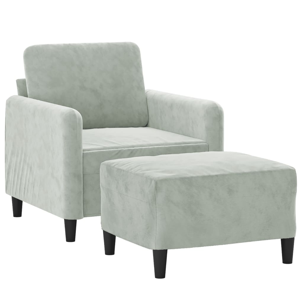 Poltrona con Poggiapiedi Grigio Chiaro 60 cm in Velluto