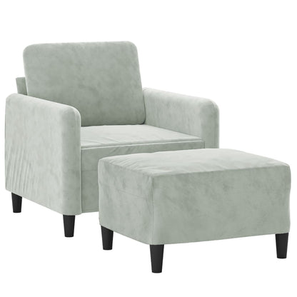 Poltrona con Poggiapiedi Grigio Chiaro 60 cm in Velluto