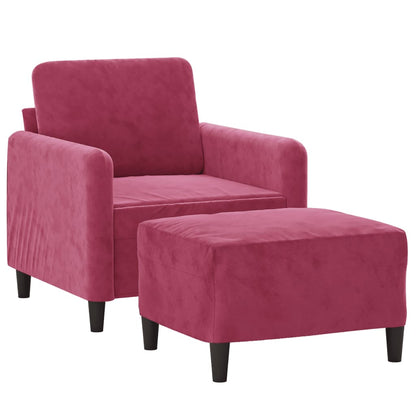 Poltrona con Poggiapiedi Rosso Vino 60 cm in Velluto