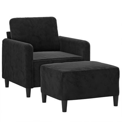 Poltrona con Poggiapiedi Nero 60 cm in Velluto