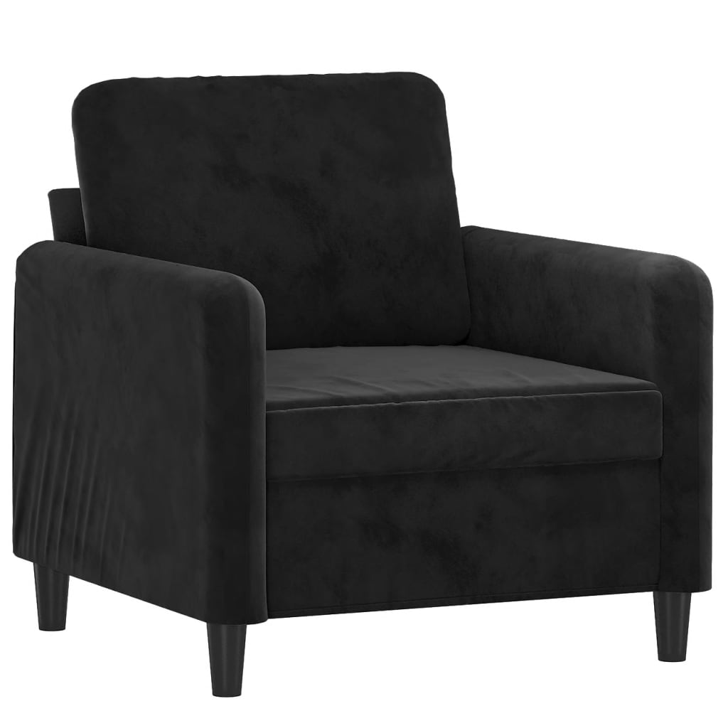 Poltrona con Poggiapiedi Nero 60 cm in Velluto