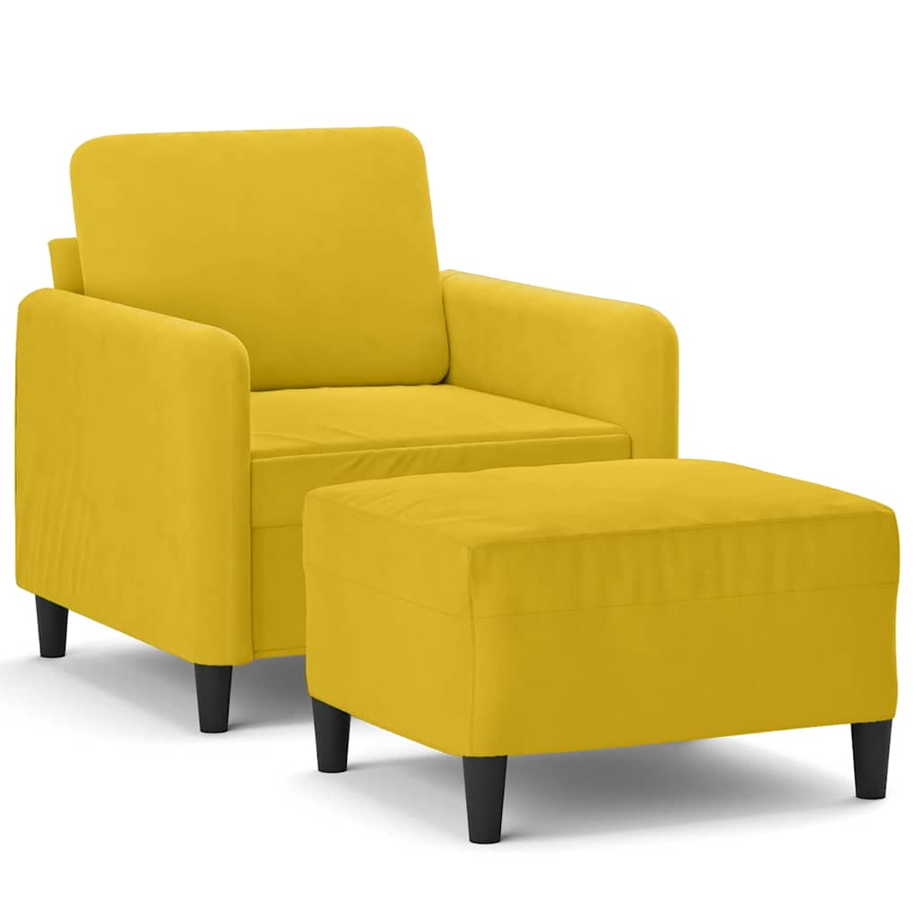Poltrona con Poggiapiedi Giallo 60 cm in Velluto