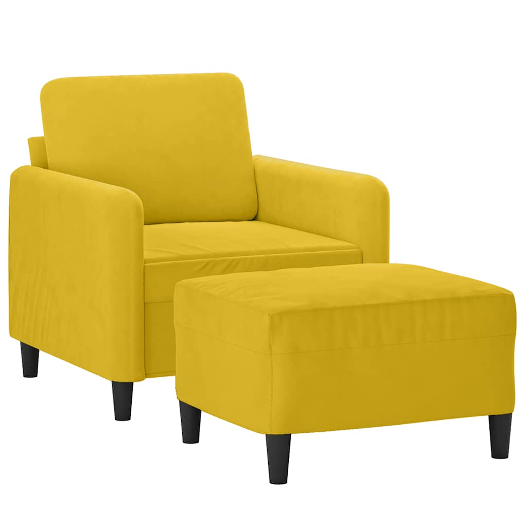 Poltrona con Poggiapiedi Giallo 60 cm in Velluto