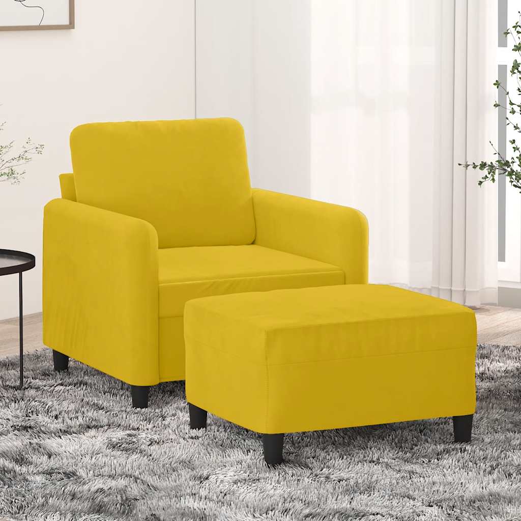 Poltrona con Poggiapiedi Giallo 60 cm in Velluto