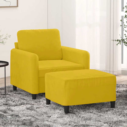 Poltrona con Poggiapiedi Giallo 60 cm in Velluto