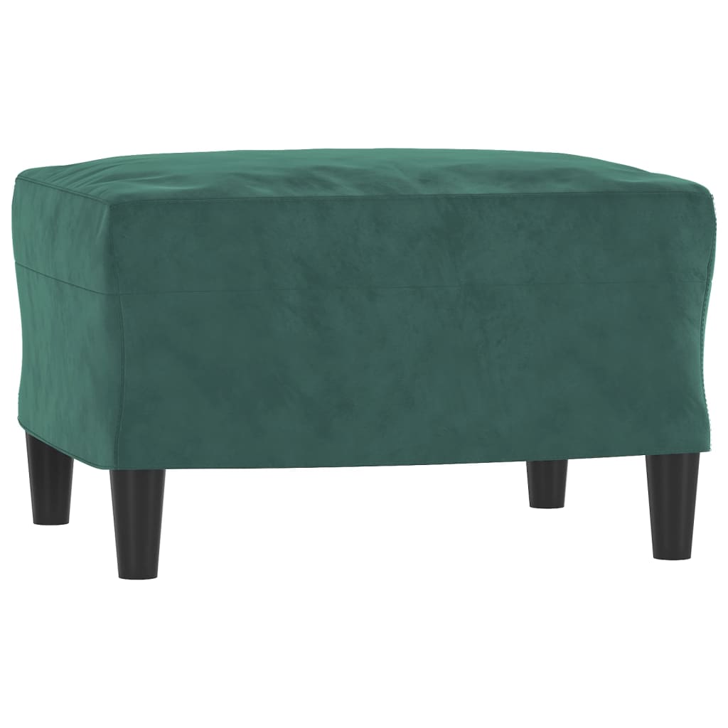 Divano a 3 Posti con Poggiapiedi Verde scuro 180 cm in Velluto