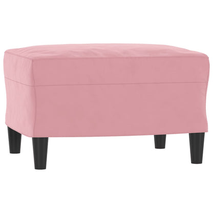 Divano a 3 Posti con Poggiapiedi rosa 180 cm in Velluto