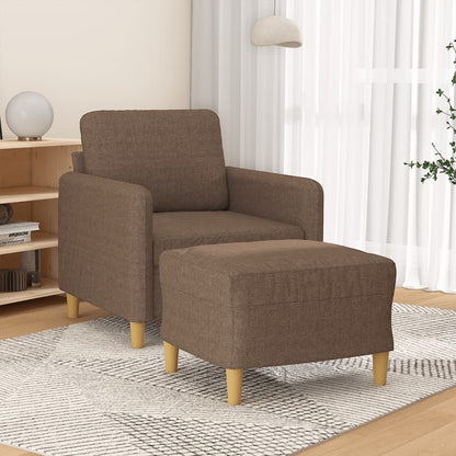 Poltrona con Poggiapiedi Marrone 60 cm in Tessuto