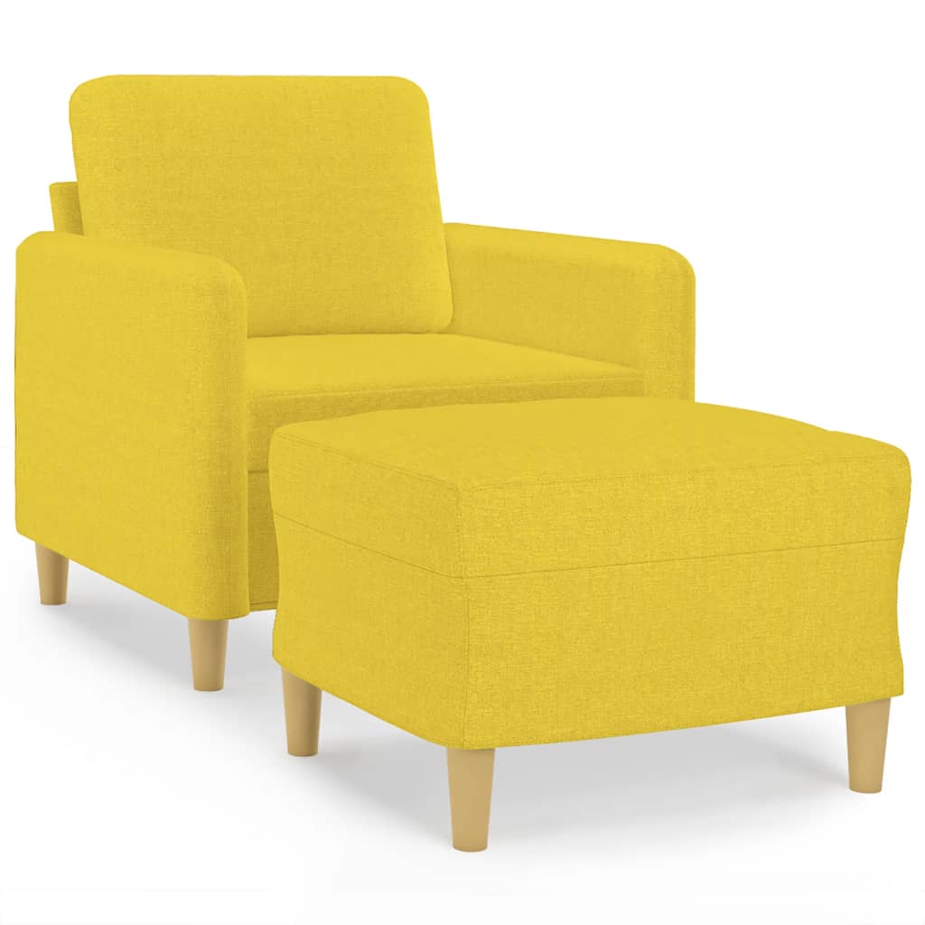 Poltrona con Poggiapiedi Giallo Chiaro 60 cm in Tessuto