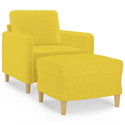 Poltrona con Poggiapiedi Giallo Chiaro 60 cm in Tessuto