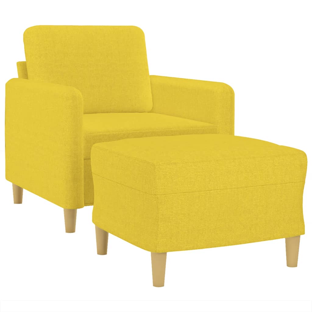 Poltrona con Poggiapiedi Giallo Chiaro 60 cm in Tessuto