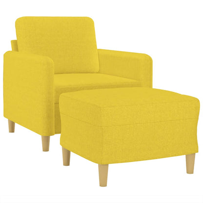 Poltrona con Poggiapiedi Giallo Chiaro 60 cm in Tessuto