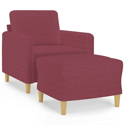 Poltrona con Poggiapiedi Rosso Vino 60 cm in Tessuto