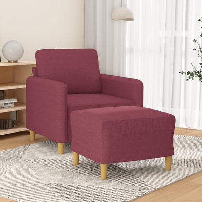 Poltrona con Poggiapiedi Rosso Vino 60 cm in Tessuto
