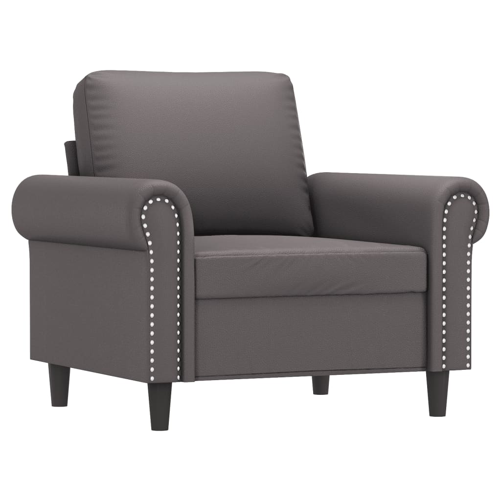 Poltrona con Poggiapiedi Grigio 60 cm in Similpelle