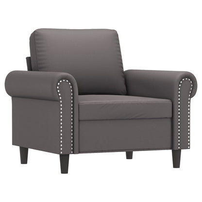 Poltrona con Poggiapiedi Grigio 60 cm in Similpelle