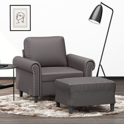Poltrona con Poggiapiedi Grigio 60 cm in Similpelle